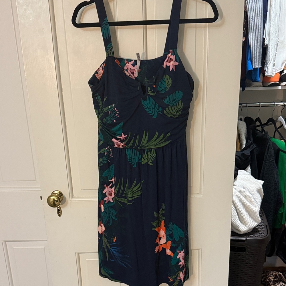 Soma built in bra  Floral Print Navy Dress